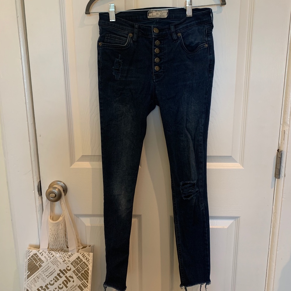 Free people raw hem mid rise denim
